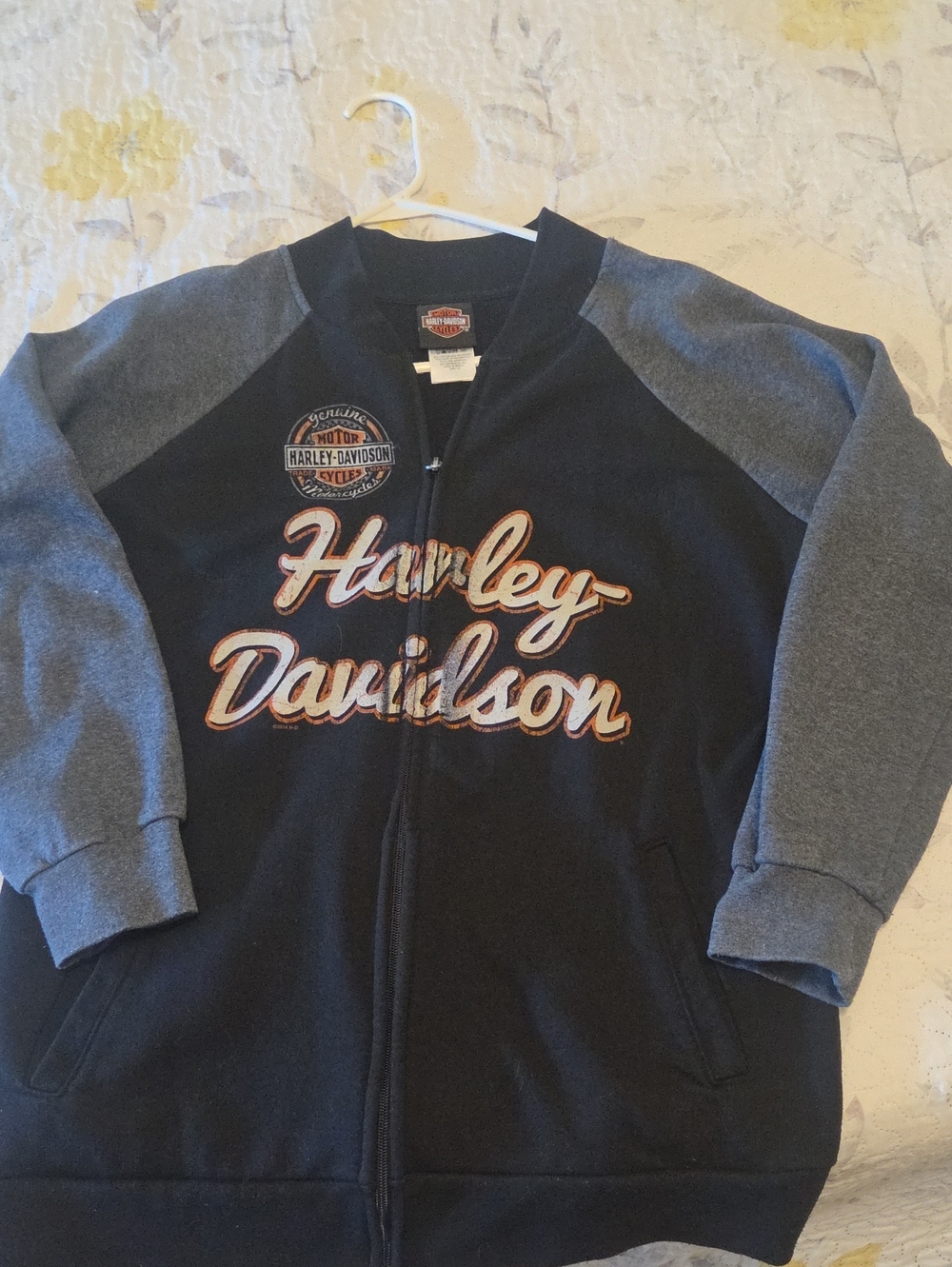 Harley-Davidson Black and Gray Script Logo Raglan Puffer Jacket